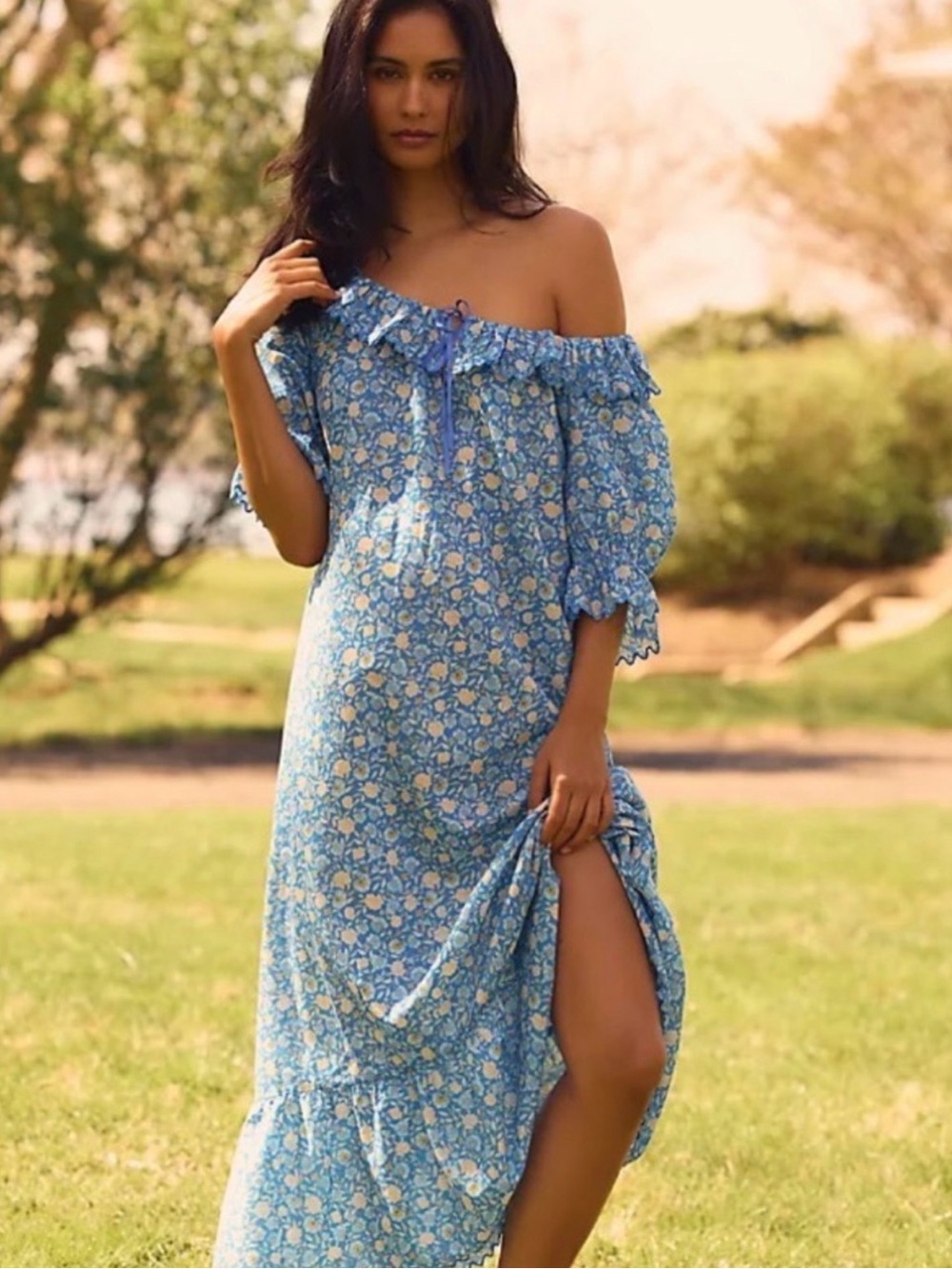 RIXO Aprilia Short Sleeve Scoop Neck Maxi Nap Dress from Anthropologie in size L